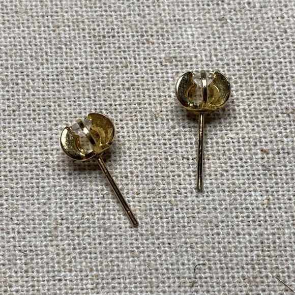 💛 Vintage 10k Gold Plated CZ Star Earrings - Picture 3 of 5